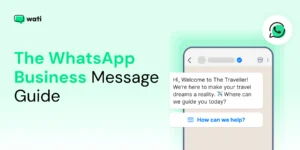 banner showing a WhatsApp chat with a welcome message that reads “Hi, welcome to The Traveller. We’re here to make your travel dreams a reality.”