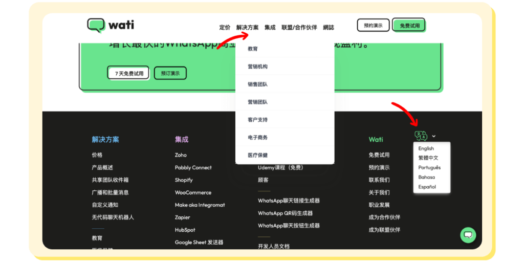 交互式分类和语言切换。