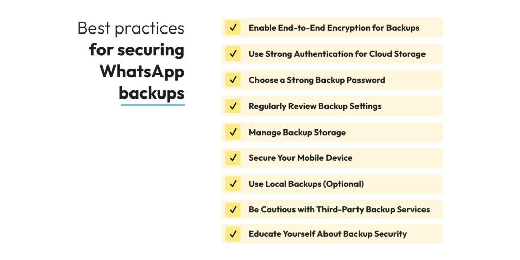 Best practices for securing WhatsApp Backups