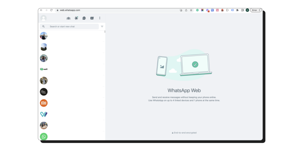 WhatsApp Web app on desktop