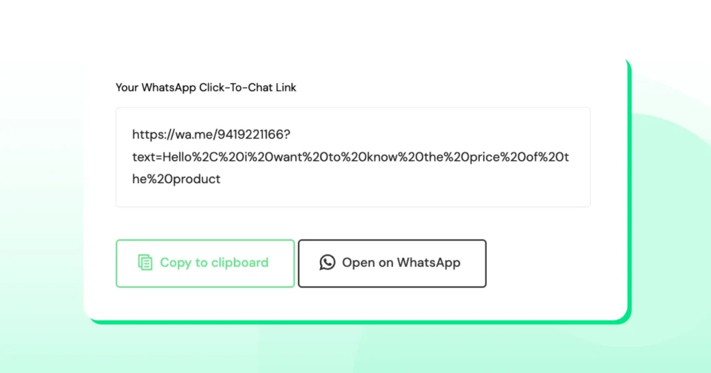 copy the click to chat link to start a conversation.