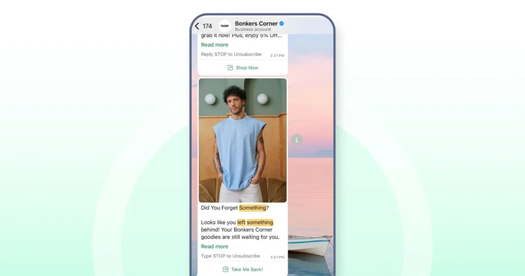 Bonkers Corner, an Indian fashion brand, sending automated abandoned cart recovery messages on WhatsApp.