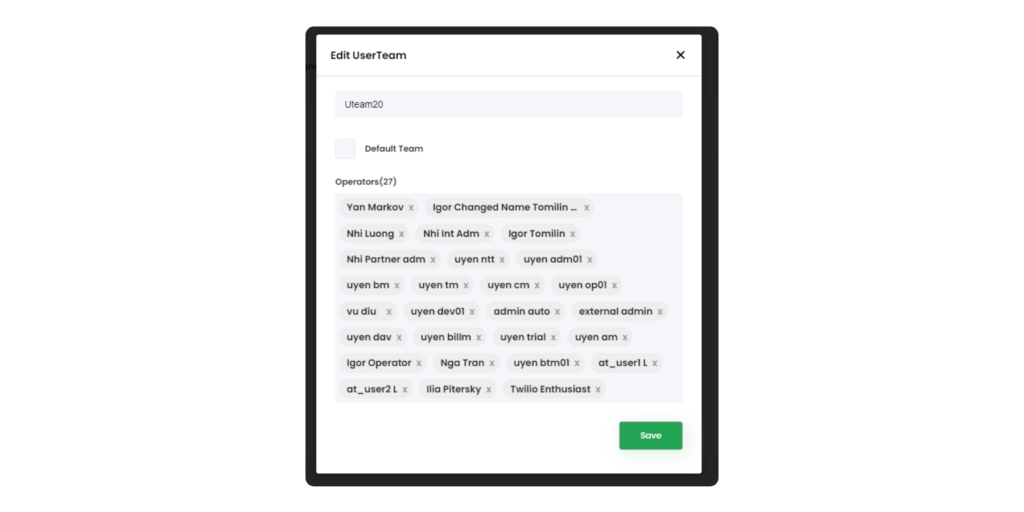 Edit the user team to add and remove people easily 