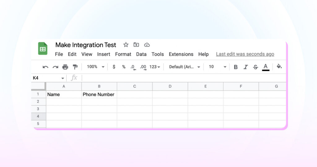 create a new google spreadsheet