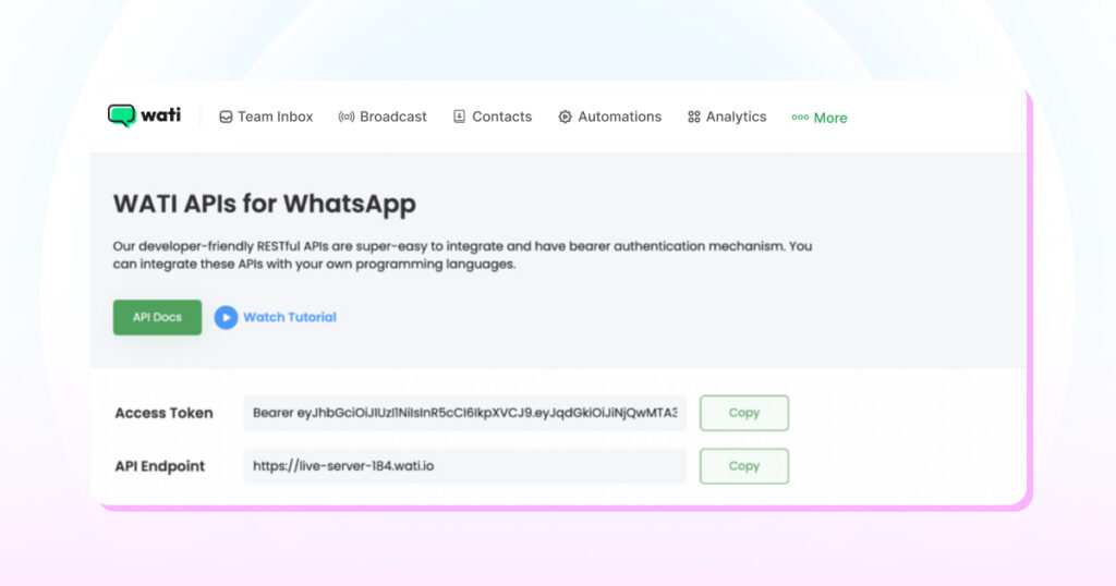 port the APi for whatsapp 