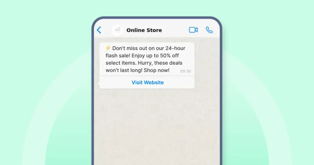 whatsapp broadcast message about a sale from a fashion brand