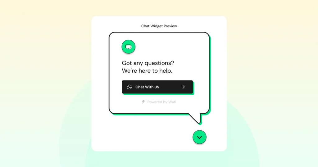 Wati’s WhatsApp chat button displayed on a website, allowing visitors to instantly start a WhatsApp conversation with the business for support or inquiries.