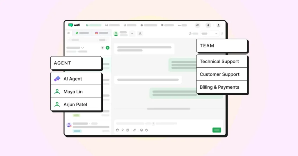 Wati shared team inbox with agents and teams