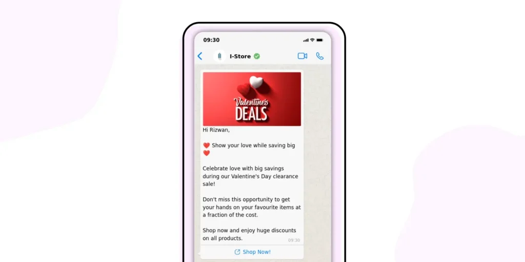 Valentine's Day WhatsApp Template for Clearance Sale