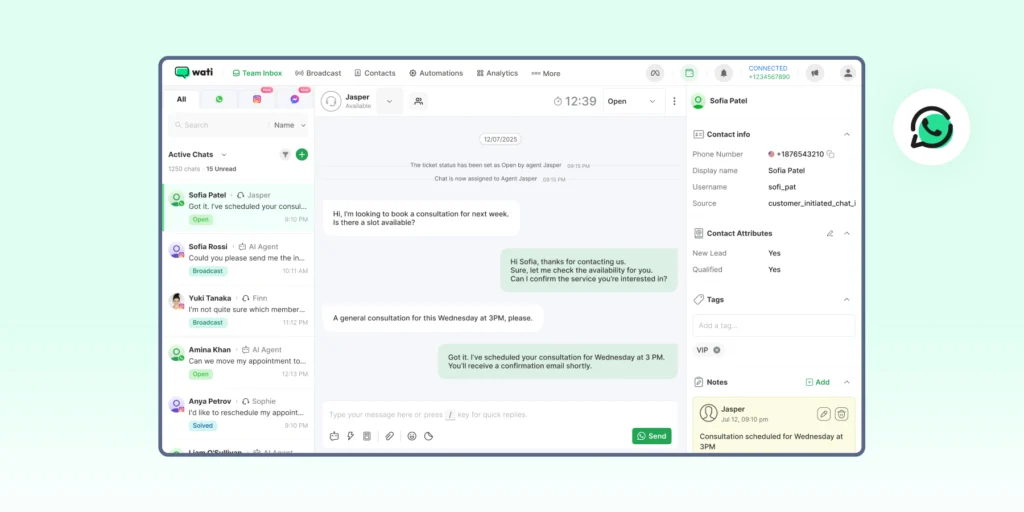 Multi agent support feature in WhatsApp