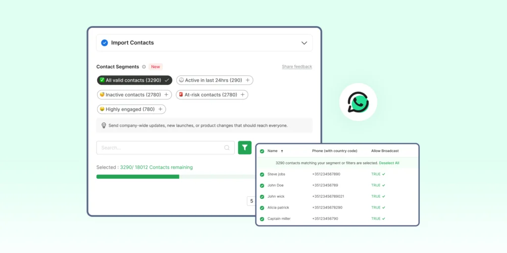 import contacts and segment them easily using Wati for broadcasts