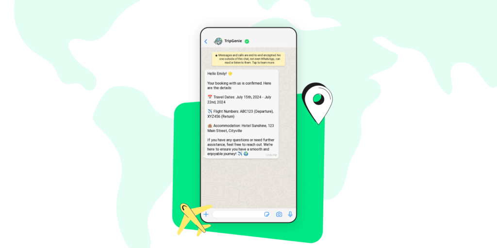 WhatsApp message of a booking confirmation