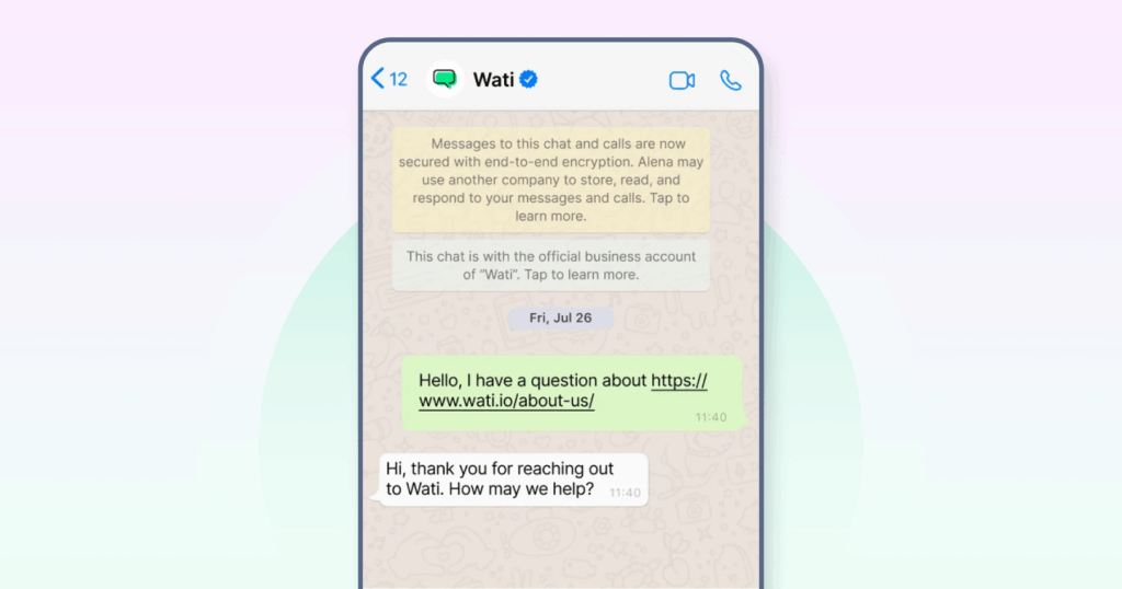WhatsApp business verified account of Wati