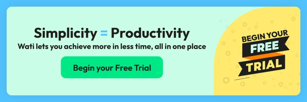 CTA for a Sign up for a free trial with Wati