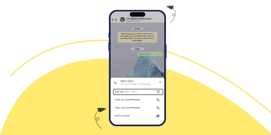 A 'chat with' option to message on WhatsApp without saving number