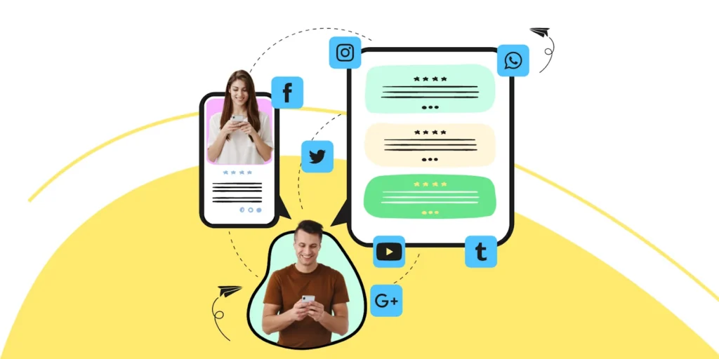 Customers clicking on a link to connect with social platforms of businesses