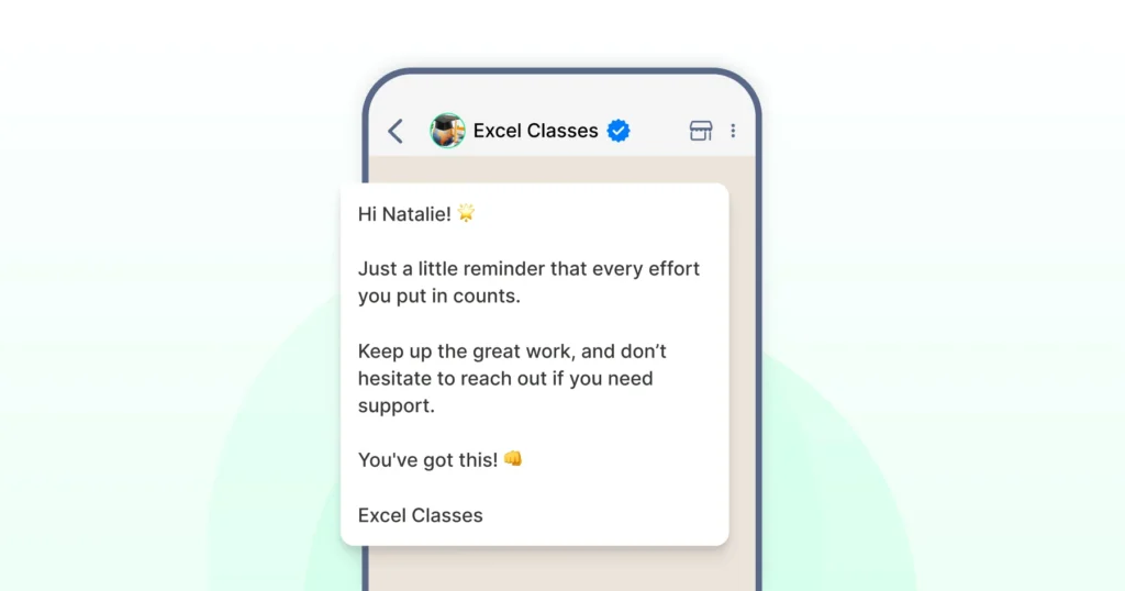 A WhatsApp message for tuition classes to motivate students