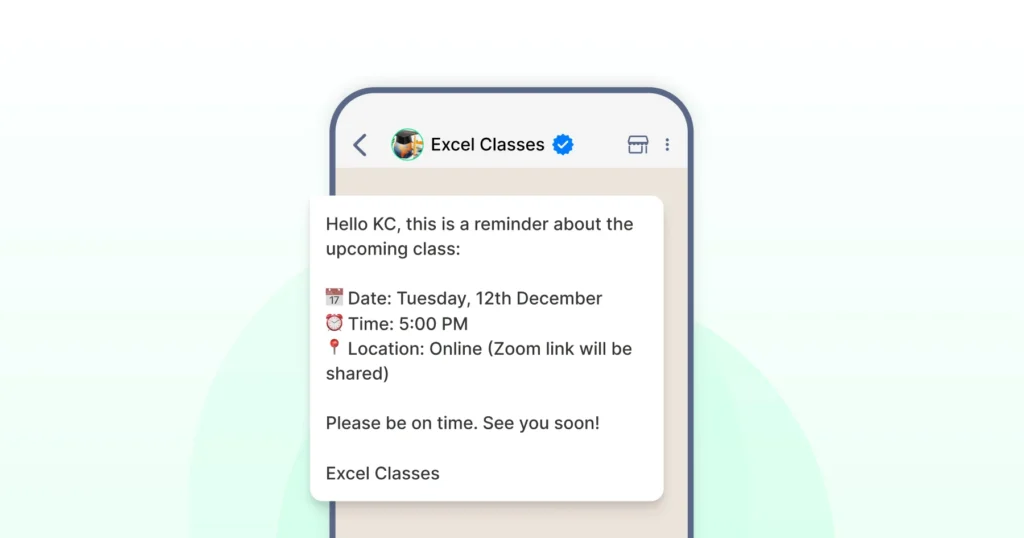 Reminder about an upcoming class