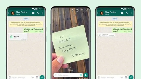 WhatsApp View Once photo feature showing disappearing image for privacy and account safety