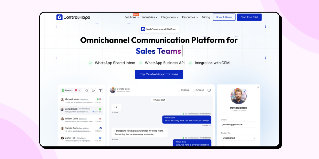 ControlHippo CRM Integration with WhatsApp Broadcast – Communication Platform for Sales Teams