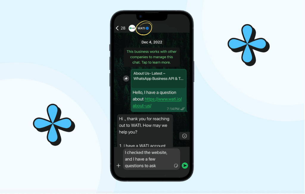 create a whatsapp business account via linking MBM to wati