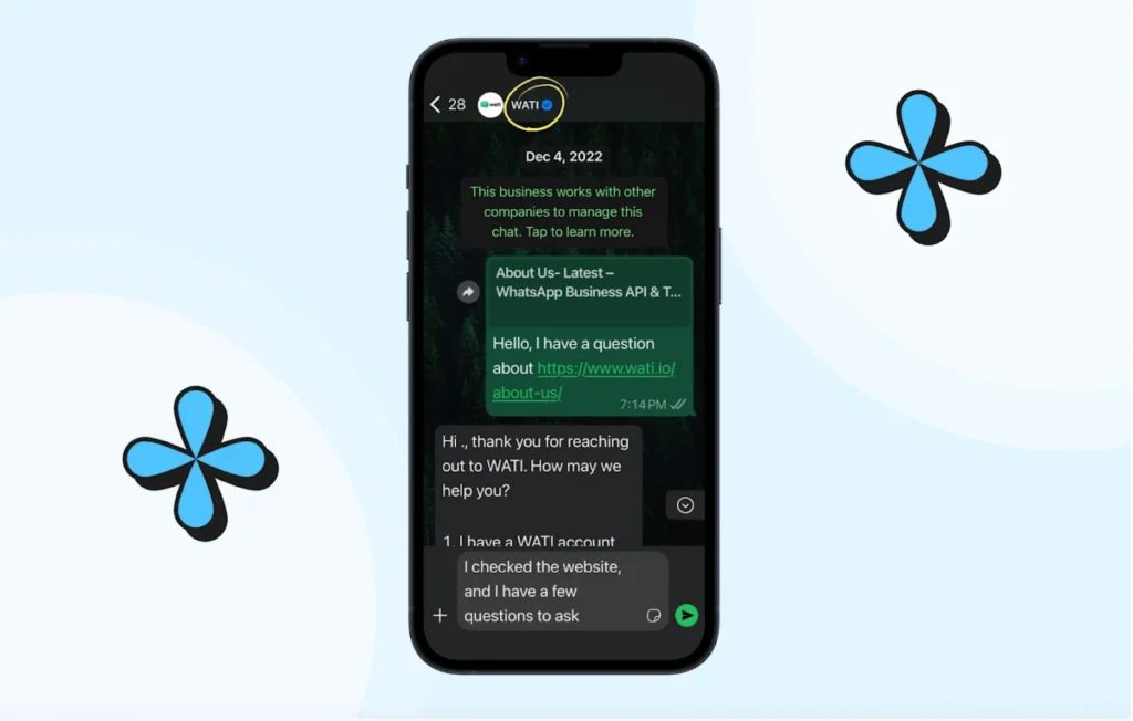 Create a whatsapp business account via linking MBM to wati