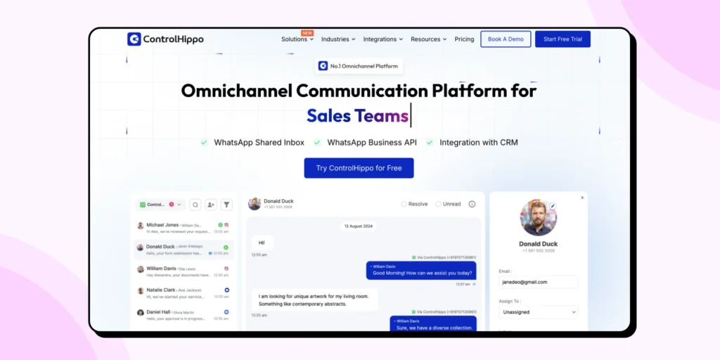 The homepage of ControlHippo