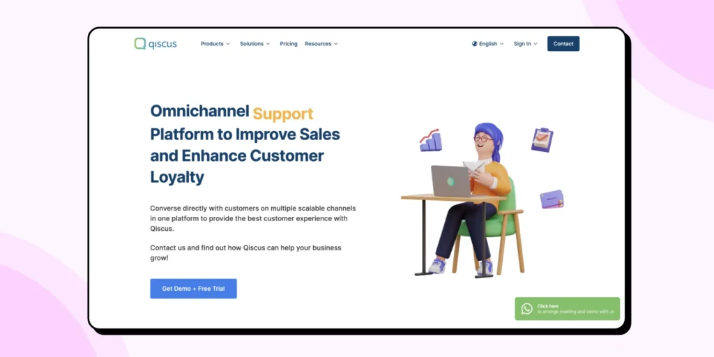 The homepage of Qiscus 