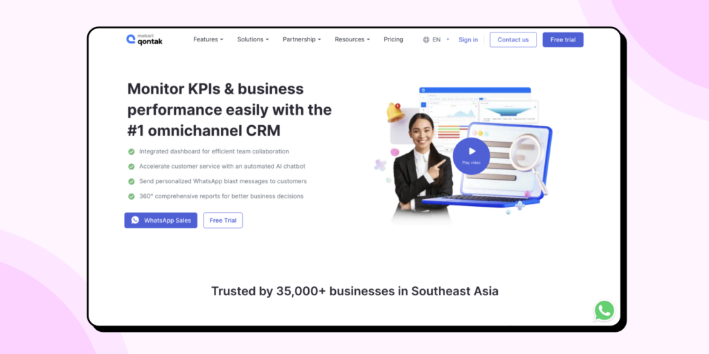 Qantak's homepage with options for the users to choose from 