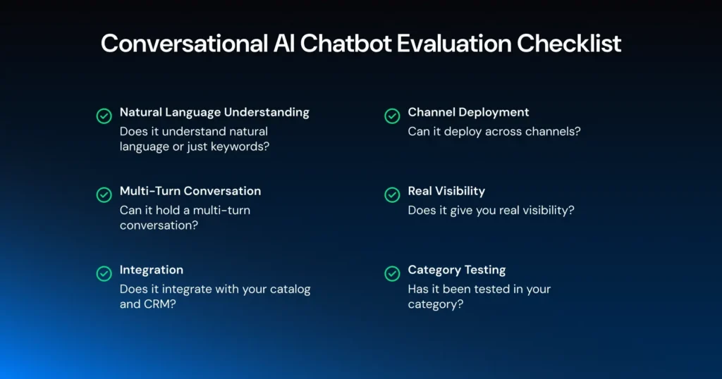 Conversational AI chatbot evaluation checklist for businesses