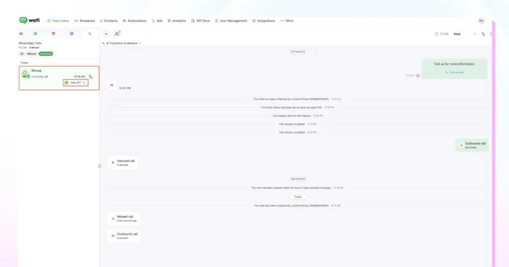 whatsapp inbound and outbound calling to build high quality voice calls directly in wati