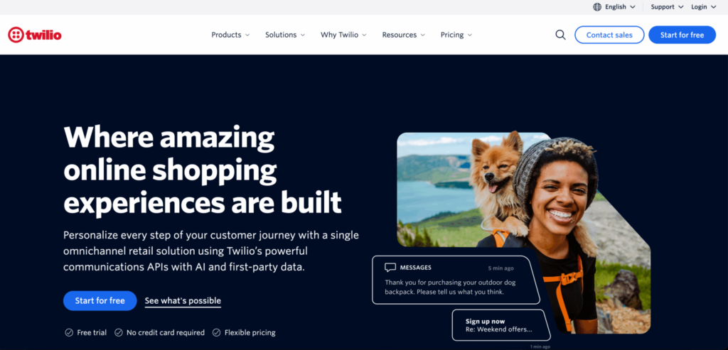 twillio which is a drag and drop marketing automation solution offering customer convenience 