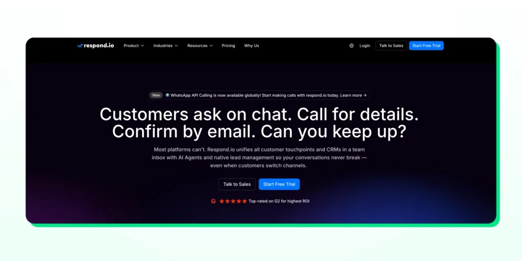 Home of Respond.io for agentic support and quick query resolution.