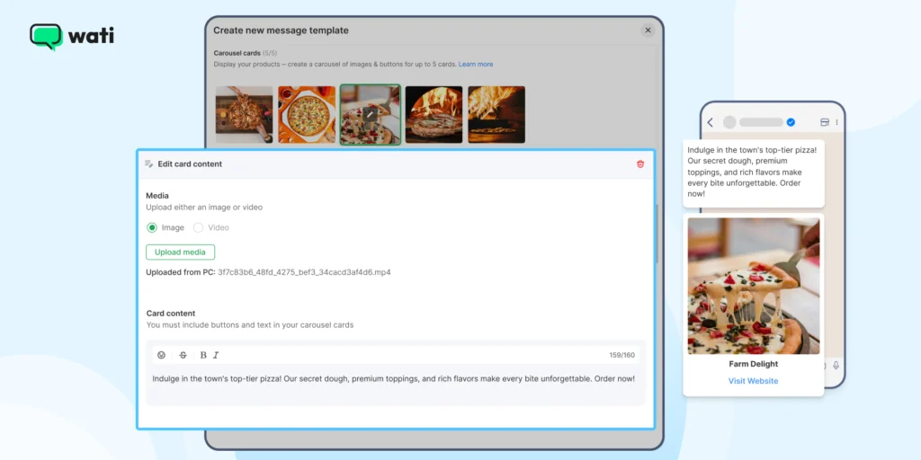 upload product catalogues or images along with your campaign text