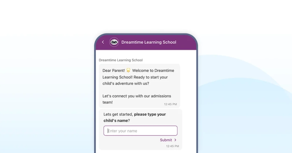 Dreamtime Learning sending a warm WhatsApp welcome message to parents with onboarding details and important information