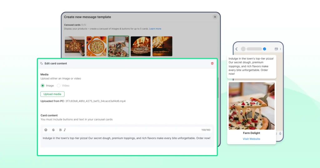Setting up a promotional WhatsApp broadcast in Wati using interactive buttons, images, and rich message formats
