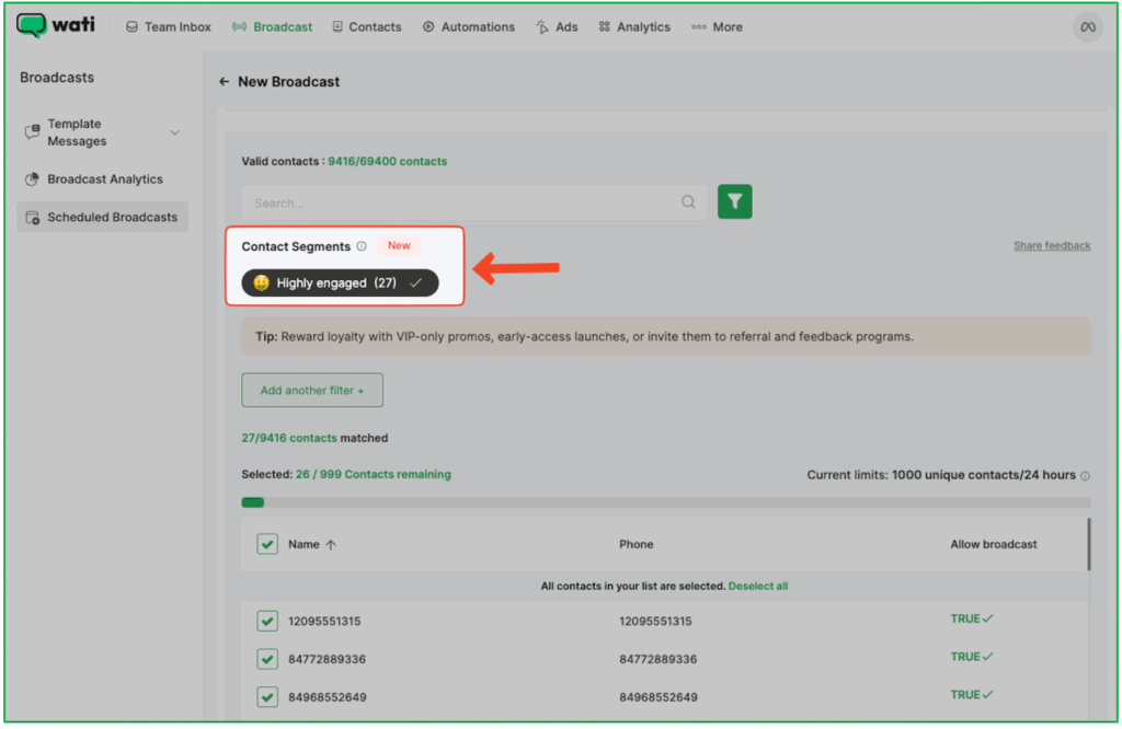 predefined segments to segregate leads into highly engaged, winback, at risk and invalid