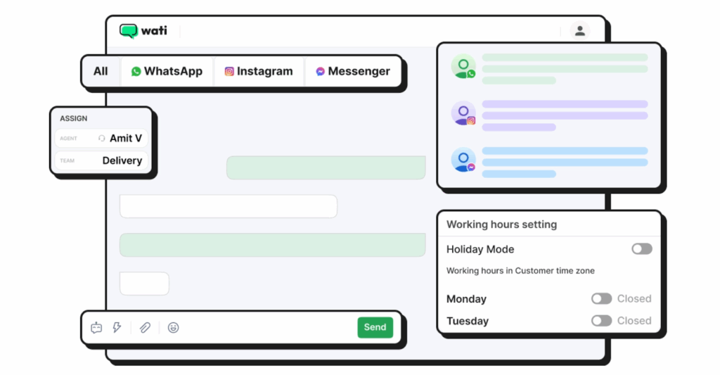 centralized wati dashboard that automates campaign management on social media apps, dynamically assigns agents and distributes leads in a smart and intelligent way