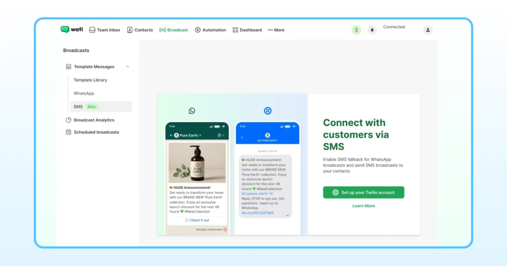 WhatsApp chat interface showing a shopping flow with product browsing, cart summary, and payment review inside the conversation.