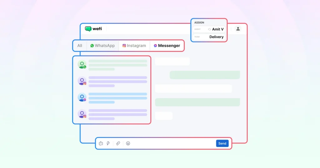Wati allows you to use autoreply on Instagram along with WhatsApp and Messenger from the same channel via a shared inbox 