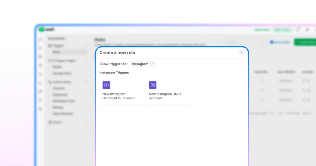 create a new rule i.e new instagram comment is recieved.