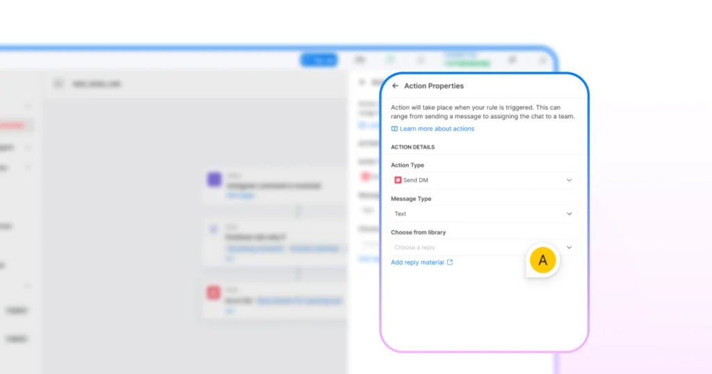 selecting the action as "send DM" on the trigger of a specific instagram message