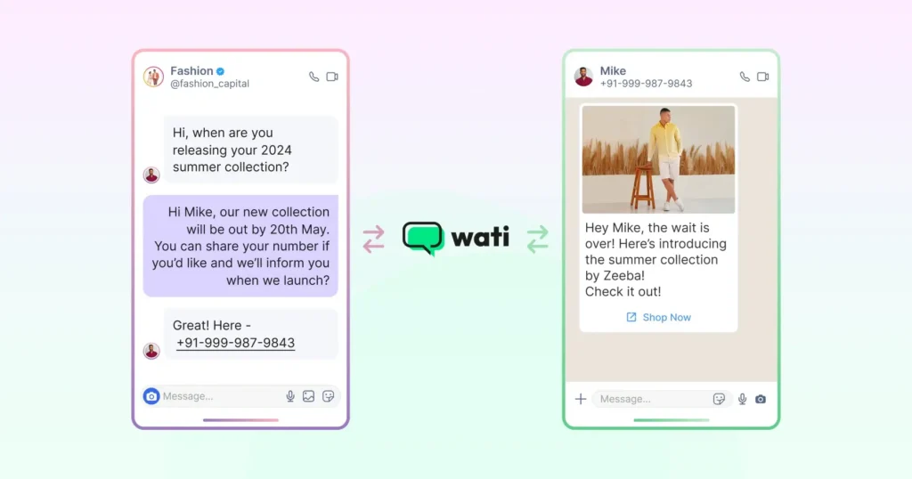 fire instant DM from Wati dashboard as an auto reply to the customer 