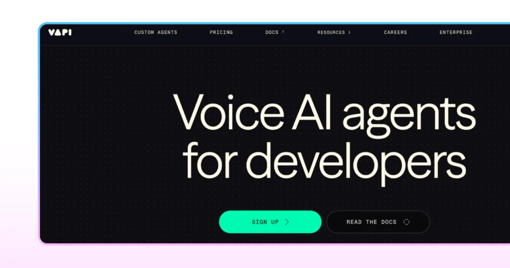 Vapi's homepage which positions itself as the voice AI agent that developers need 