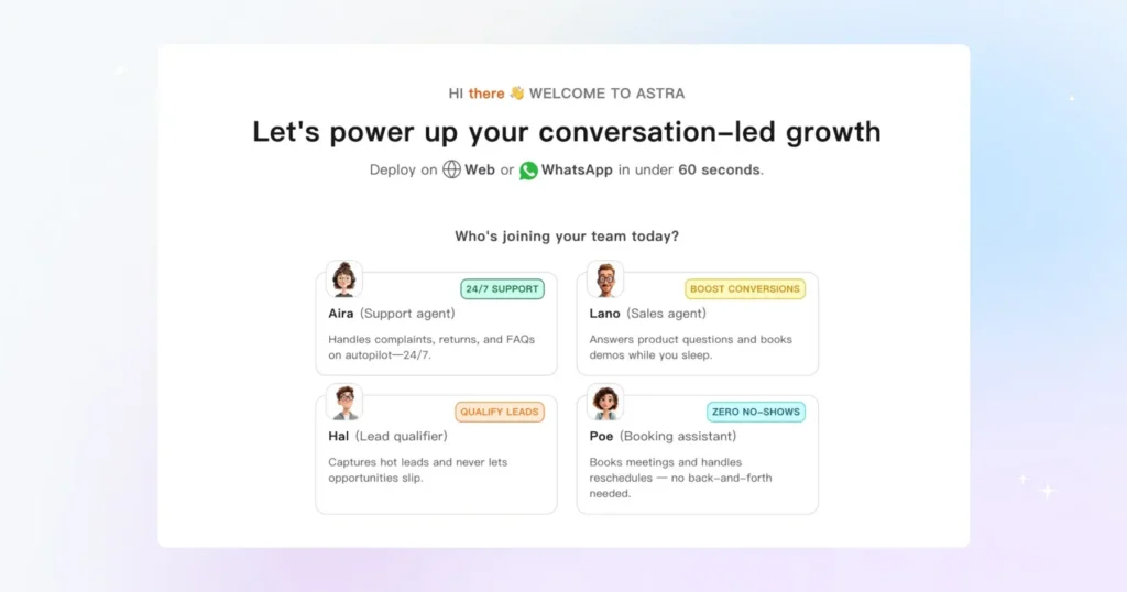 astra's personalized AI sales agents to tackle consumer queries instantly and optimize inbound assistance
