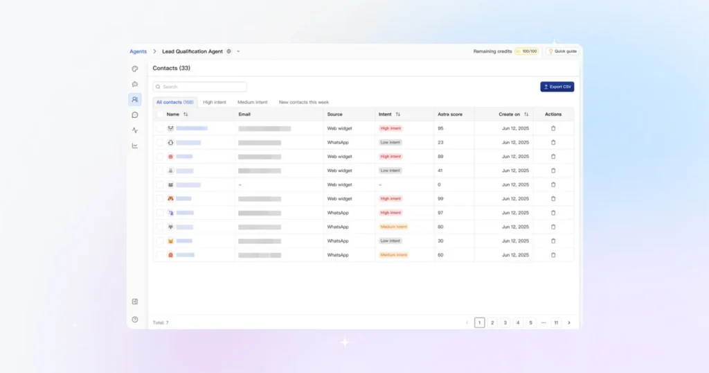 leads can be directly exported to external CRM via an API key