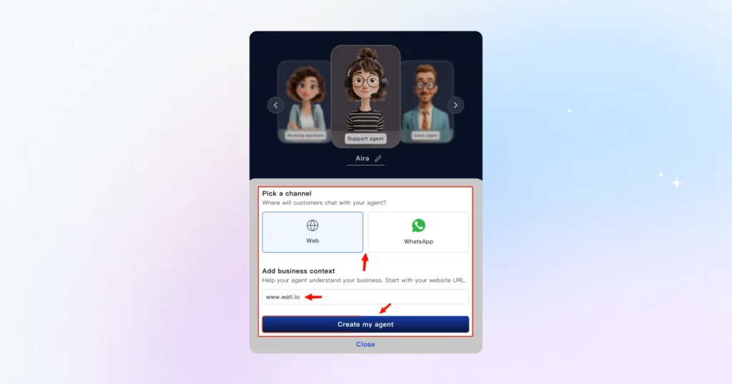 Choose the right agent and pick the channel that suits your AI agent needs 