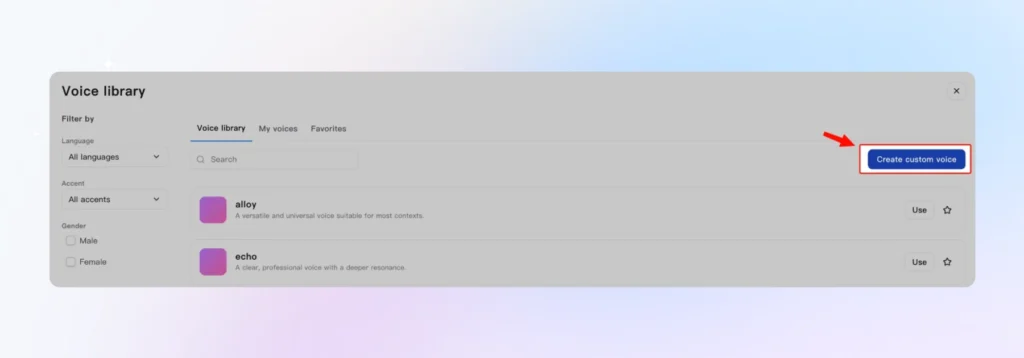 Click Create Custom Voice to create your custom voice 