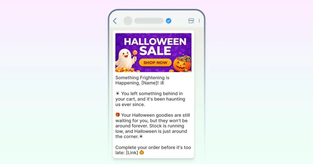 An abandoned cart recovery WhatsApp message for brands 