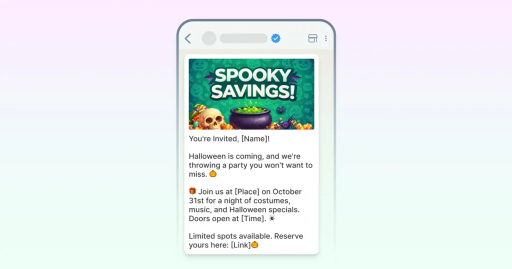 Halloween party invite template message for WhatsApp 